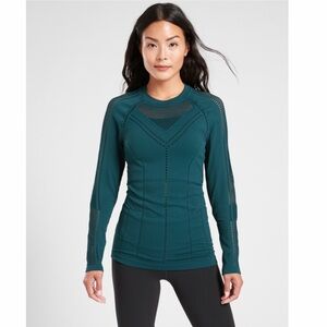 Athleta Teal Long Sleeve Women's Oxygen Top